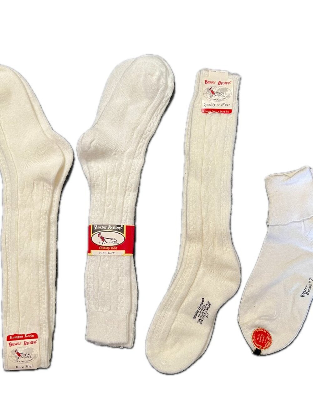 4 Pairs Vintage Buster Brown Quality Knit Socks Kids Size 6-7 Made In USA